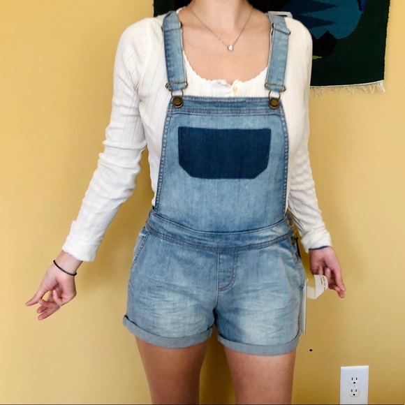 Forever 21 Denim Overalls Shorts Jeans One Piece - Picture 2 of 16